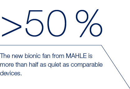 The new bionic fan from MAHLE is more than half as quiet as comparable devices. , 50 