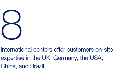 8,international centers offer customers on-site expertise in the UK, Germany, the USA, China, and Brazil